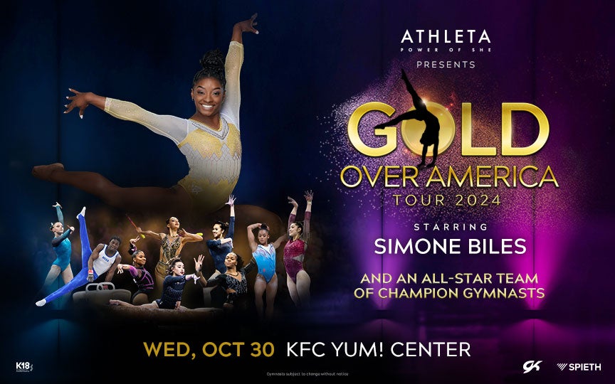 More Info for SIMONE BILES AND ATHLETA PRESENTS GOLD OVER AMERICA TOUR LIGHTS UP KFC YUM! CENTER ON OCTOBER 30