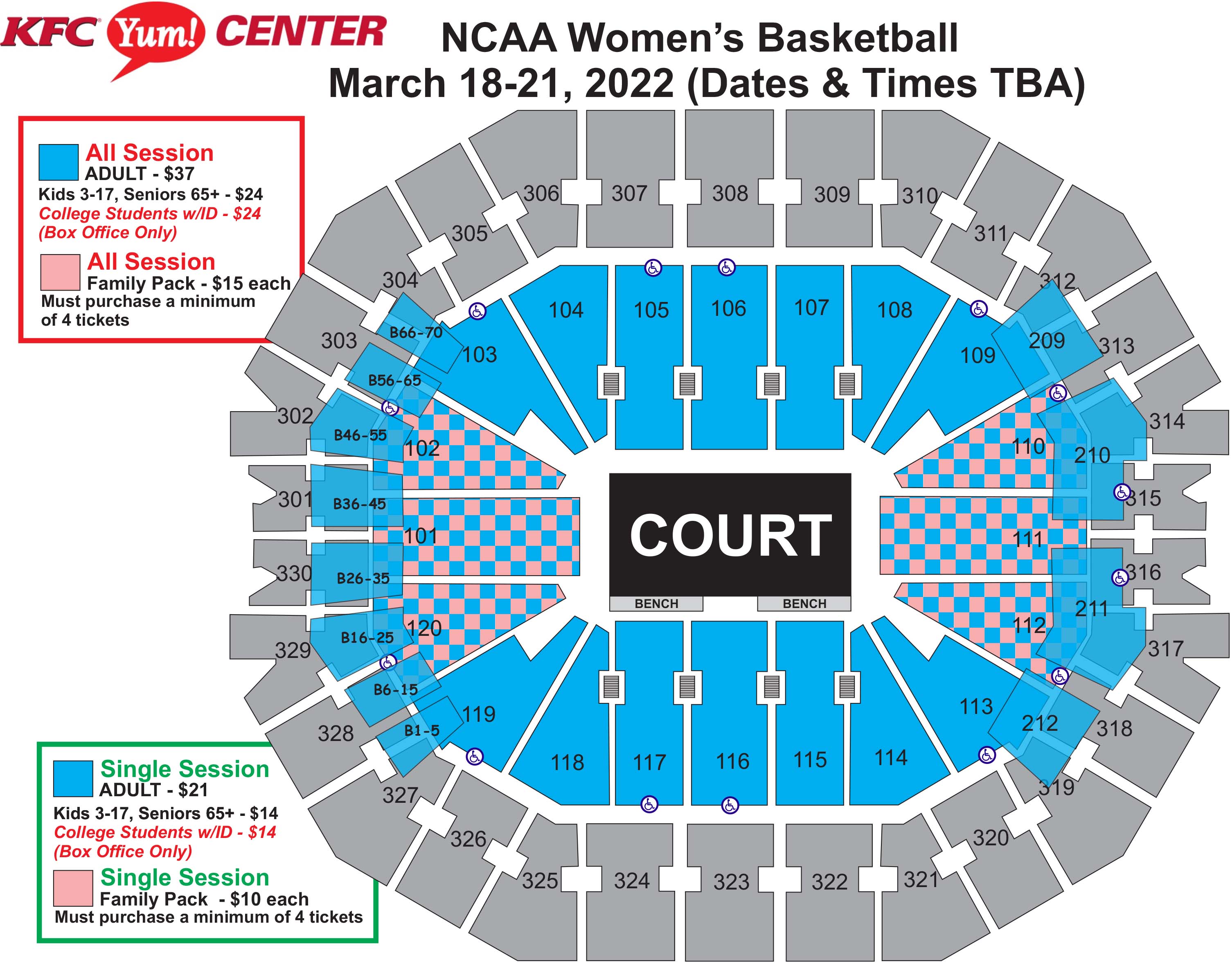 NCAA Division I Women's Basketball First and Second Rounds KFC Yum