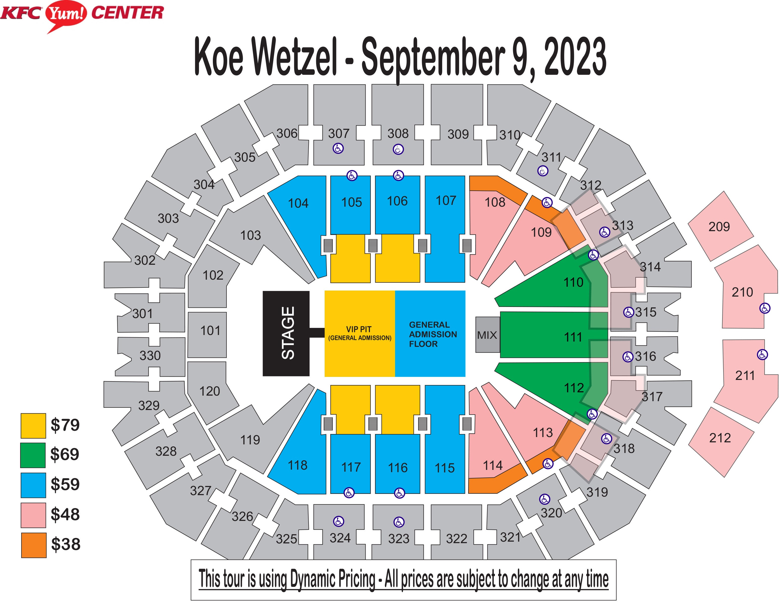 Seating Charts KFC Yum! Center