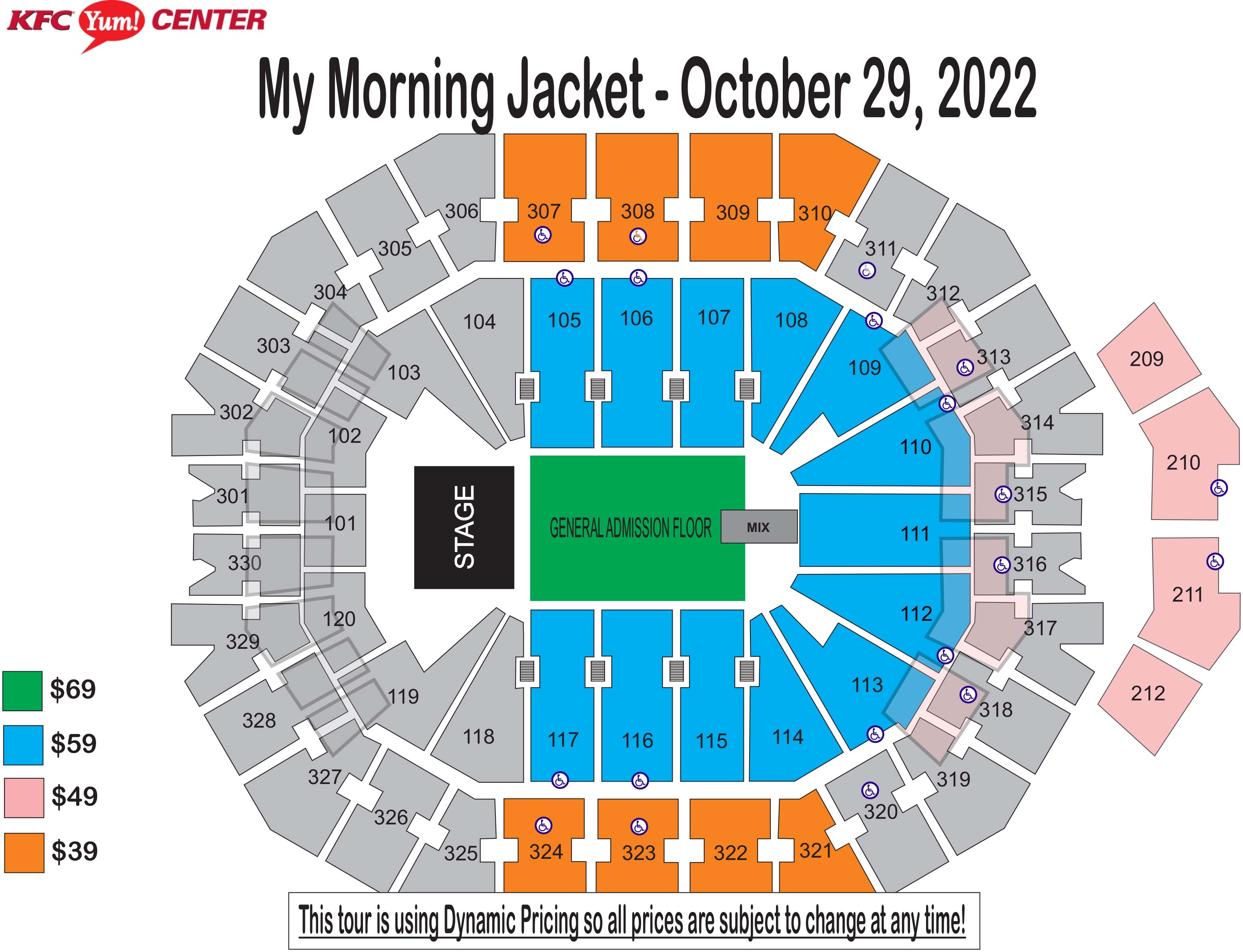 Seating Charts KFC Yum! Center