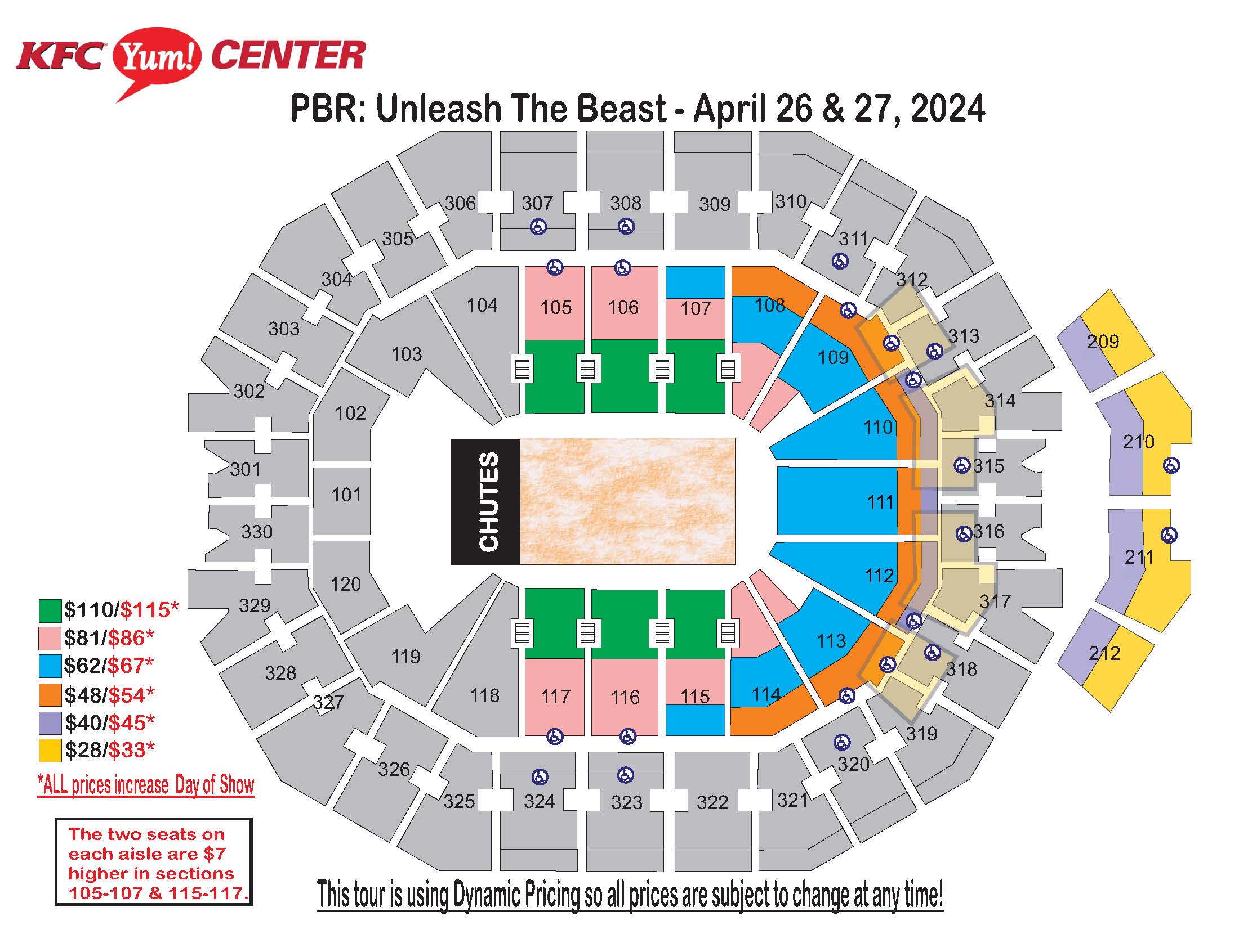 Seating Charts KFC Yum Center